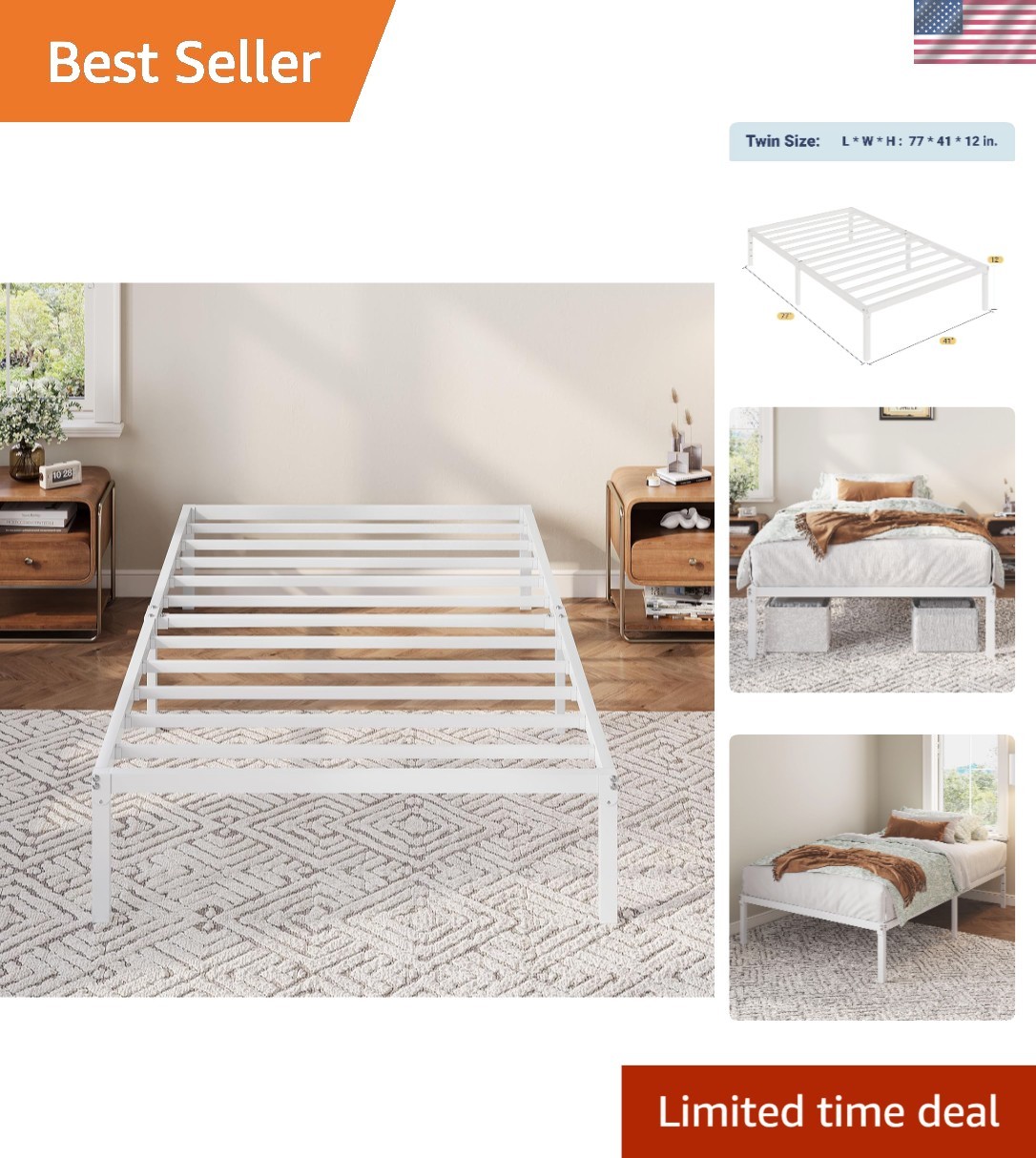 Sturdy Metal Twin Bed Frame - Fade Resistant, Easy Assembly, Squeak Resistant gallery