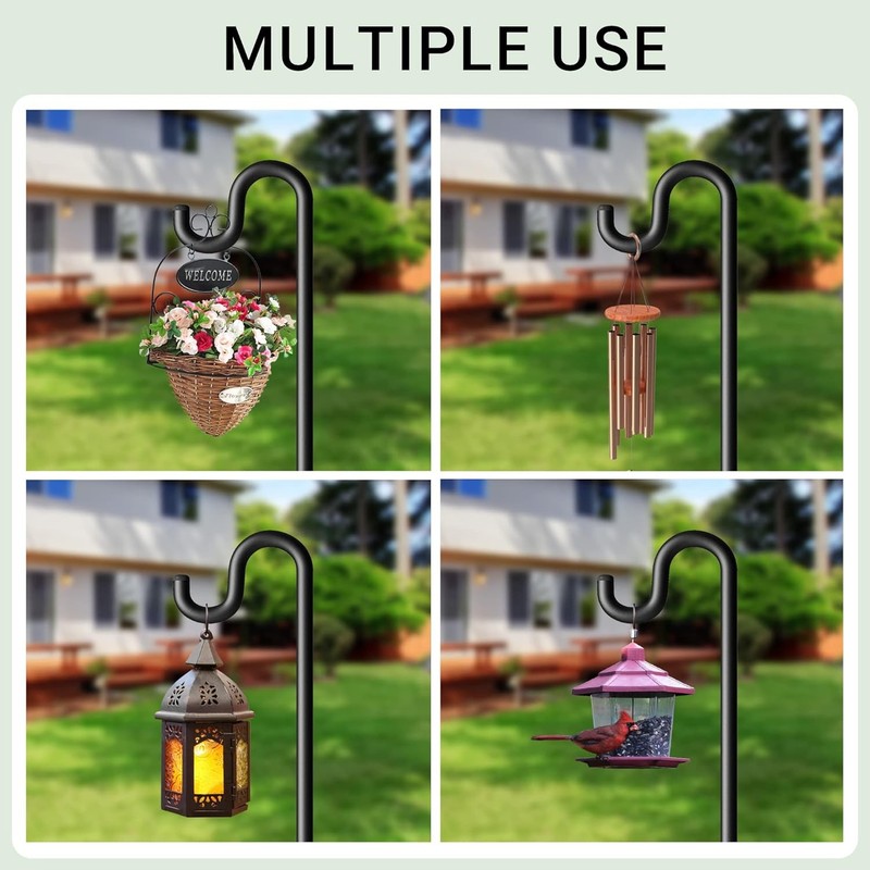 60" Adjustable Shepherds Hooks for Outdoor Bird Feeder Pole 5 Prong Base 2 PACK gallery