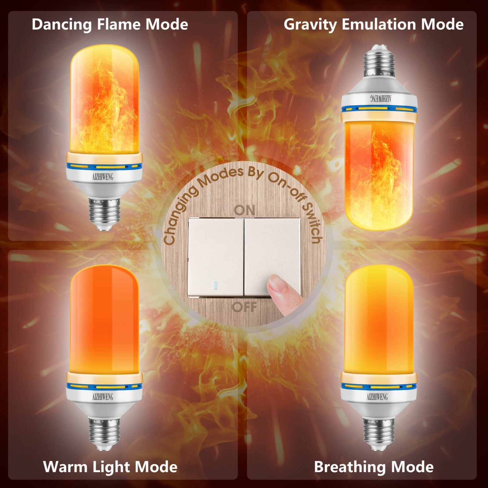LED Flame Light Bulbs - Realistic Flicker for Outdoor Porch, Indoor Decor 2PCS gallery