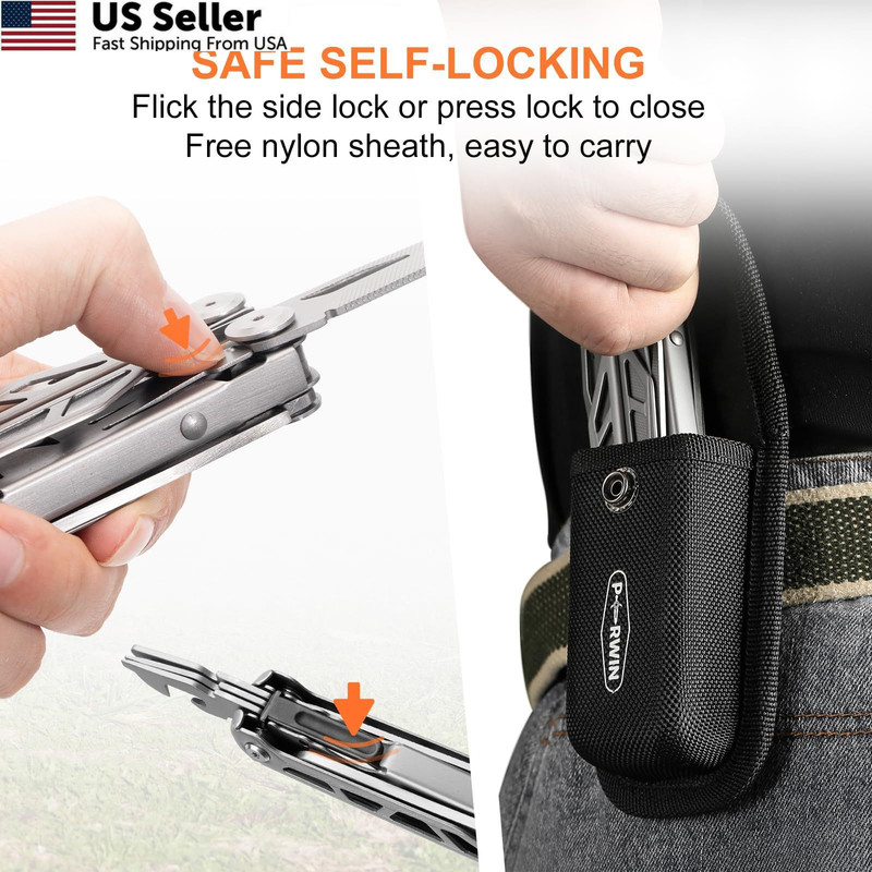 PERWIN Multitool, 17-in-1 Stainless Steel Multi Tool Pliers 17 in 1, Silver gallery