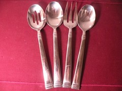 4 Serving Pieces Cambridge Stainless Steel CBS174 Solid Pierced Spoons Fork