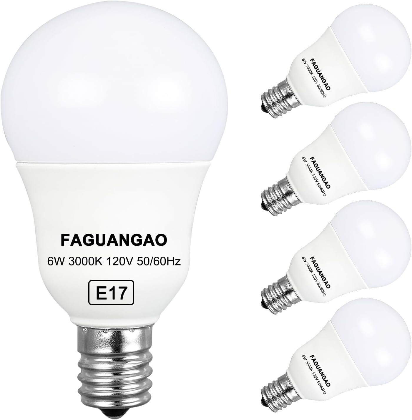 E17 Intermediate Base LED G14 Bulbs, 6W 60W Equivalent, 3000K Soft White, 600Lm, gallery