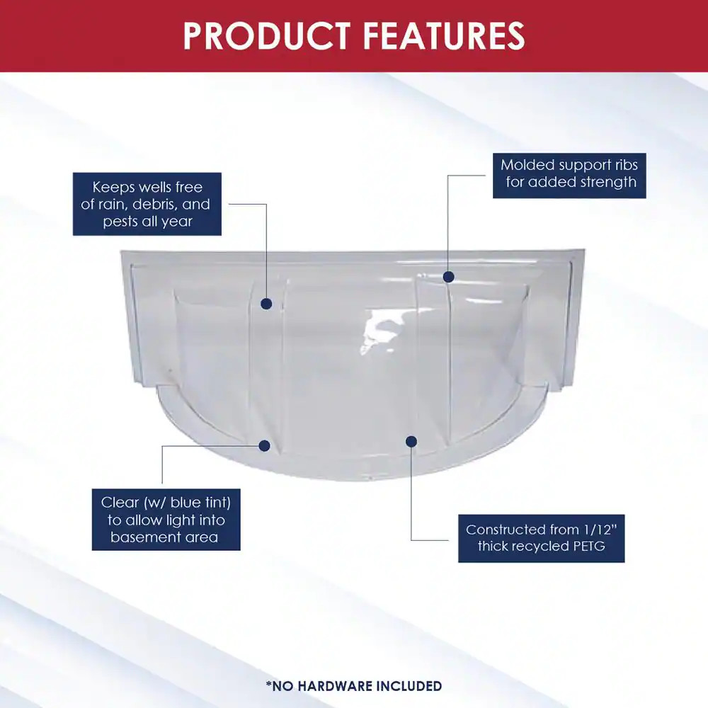 Window Well Cover Round Bubble, Economy 39 in. W x 17 in. D x 15 in. H, 1 Pack gallery