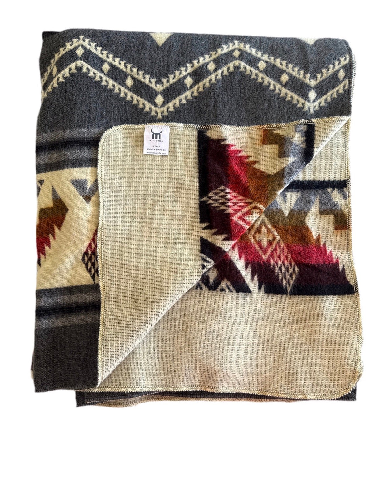 Alpaca Blanket - Cozy Colorful Native Pattern Throw - Made in Ecuador - 20266 gallery