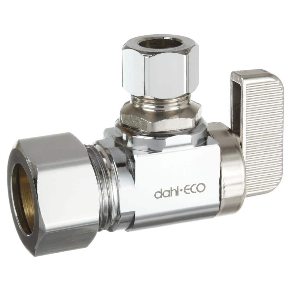 DAHL 1/2 in. Compression Inlet x 3/8 in. Compression Outlet 1/4-Turn Angle Stop gallery