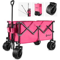 VILLEY Collapsible Wagon Folding Wagon Cart 225lbs Load Capacity Blue/Green/Pink