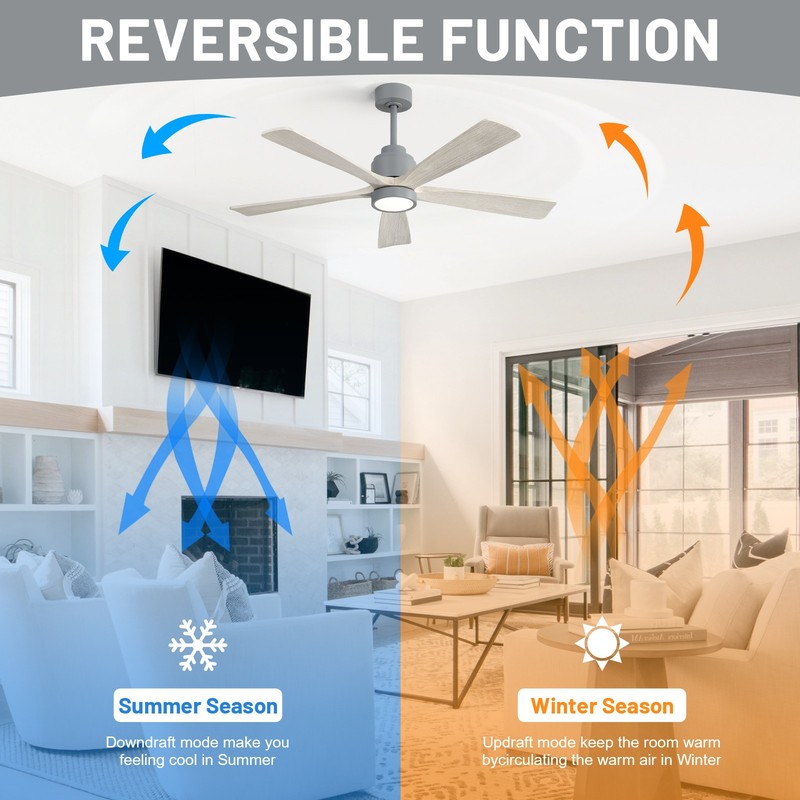 52in Solid Wood Ceiling Fan with Light and Remote Control Quiet Reversible Motor gallery