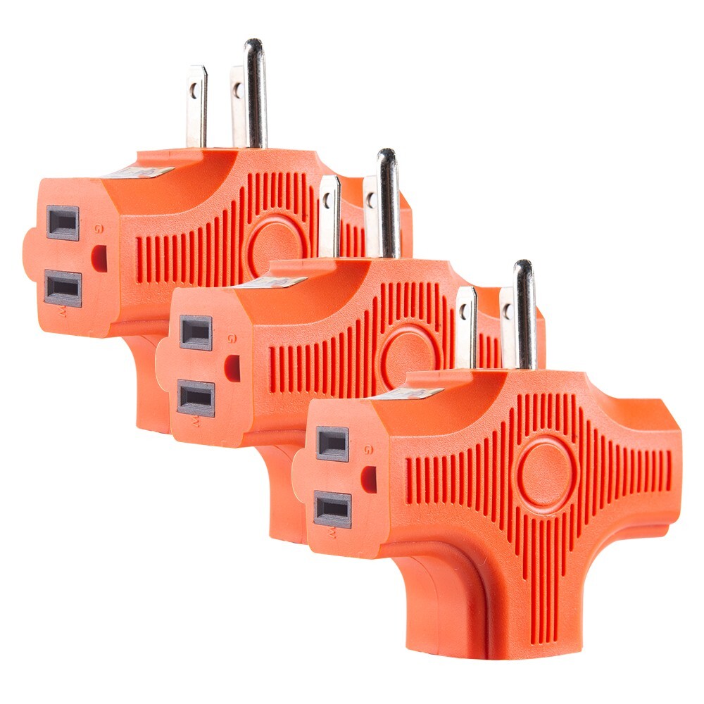 3 PACK 3 Way Plug Adapter 3 Plug Wall Adapter 3 Prong Grounded 15A 1875W Outdoor gallery