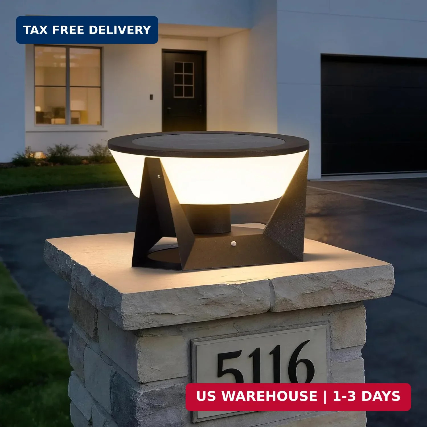 14.96" Outdoor Solar Post Lights, IP54 Waterproof Solar Column Lights Outdoor, 3 gallery