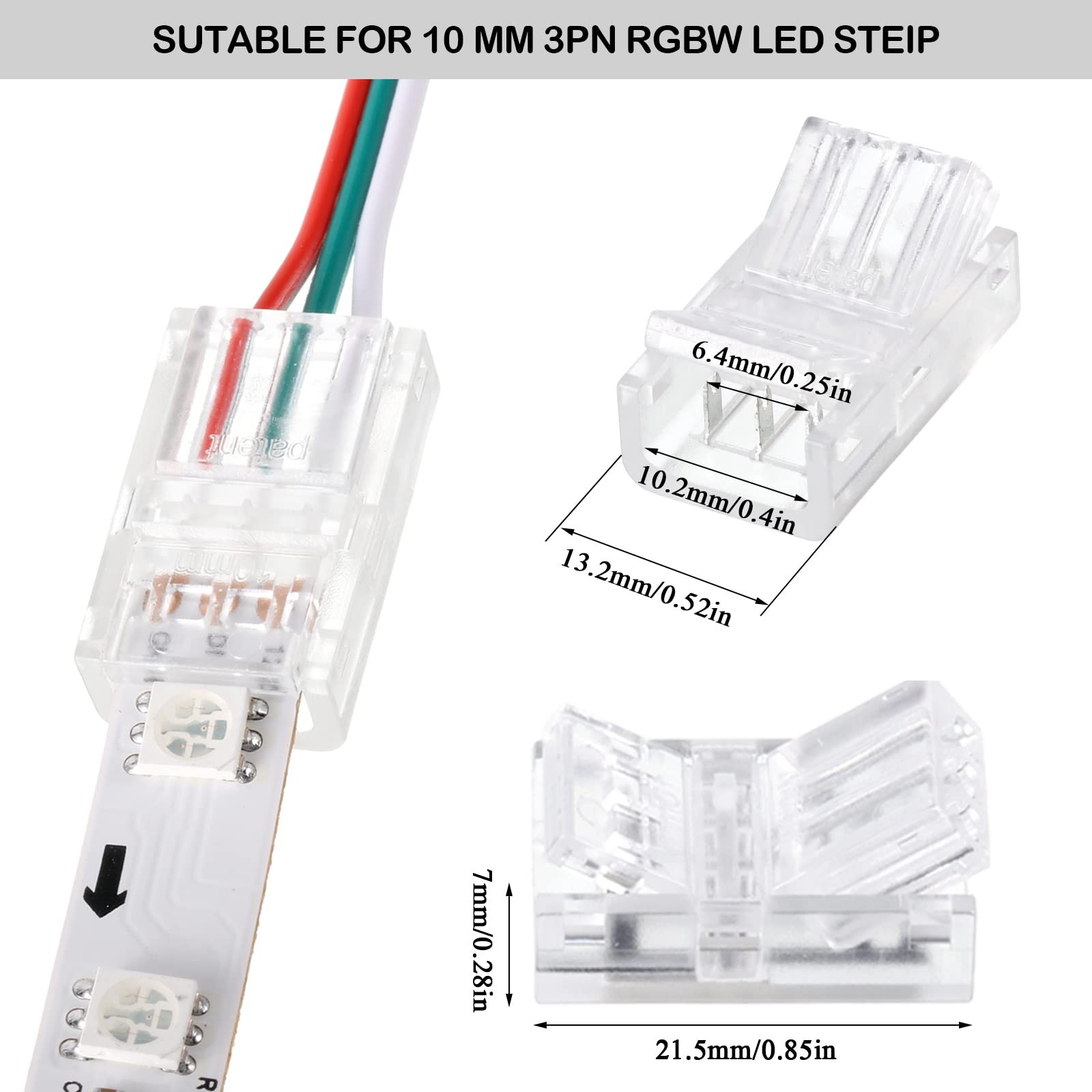 20 Pieces 3 Pin Led Light Connectors Strip To Wire Quick Connector Led Extension gallery