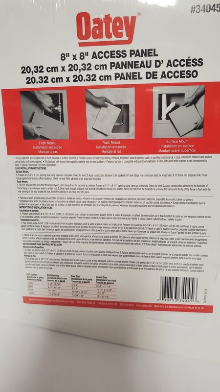 ACCESS ABLE PLASTIC ACCESS 34045 PANEL 8"X 8" WHITE gallery