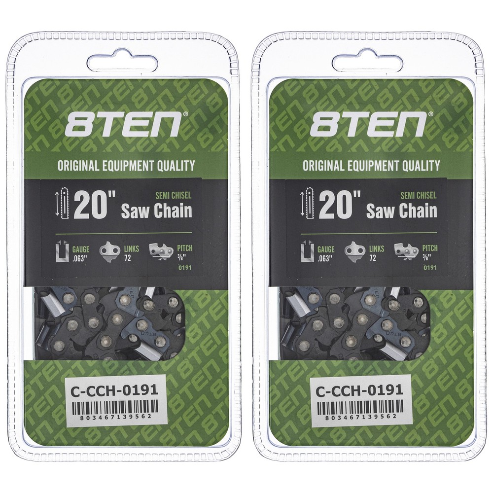 Semi Chisel Chainsaw Chain 20 Inch .063 3/8 72DL for Stihl Husqvarna 2 Pack