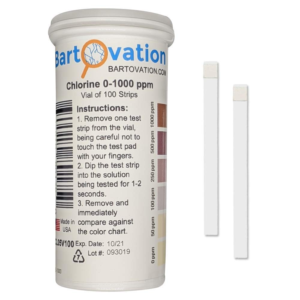 Free Chlorine/Bleach Test Strips, 0-1000 ppm [Vial of 100 Strips] gallery