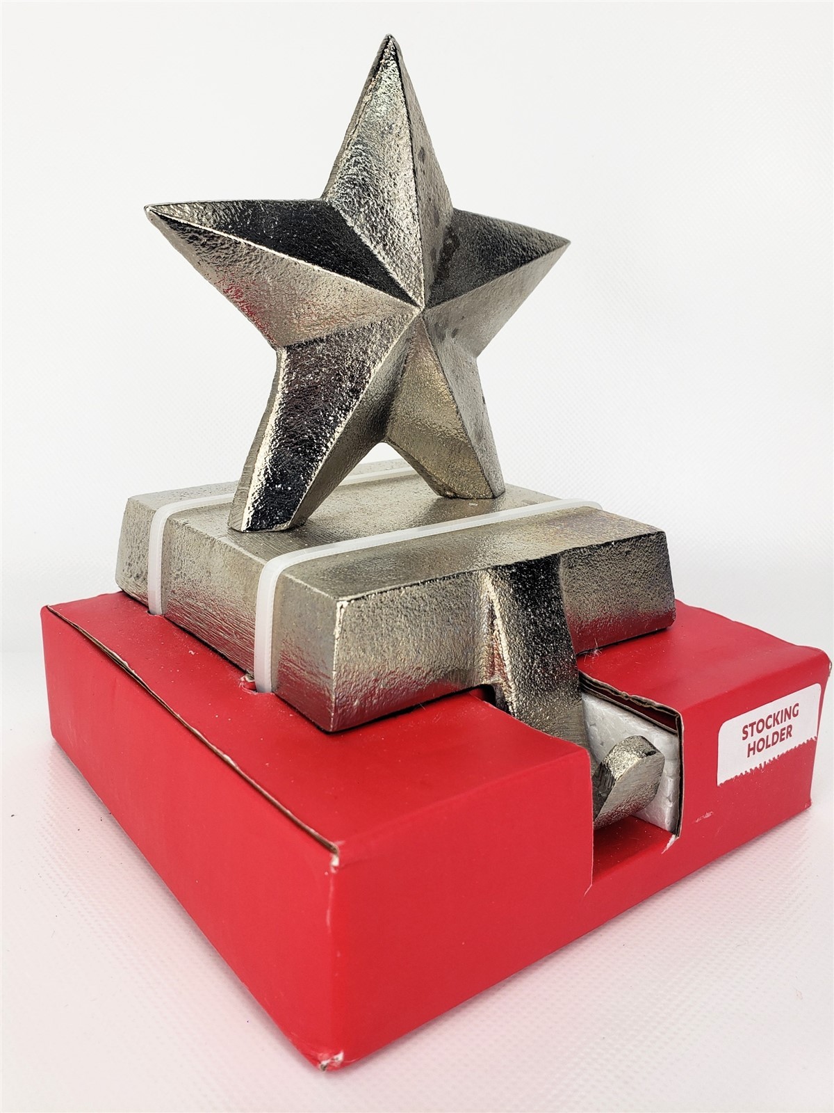 Matte Silver Star Stocking Holder Xmas Holiday Hanger Metal Mantel Clip gallery