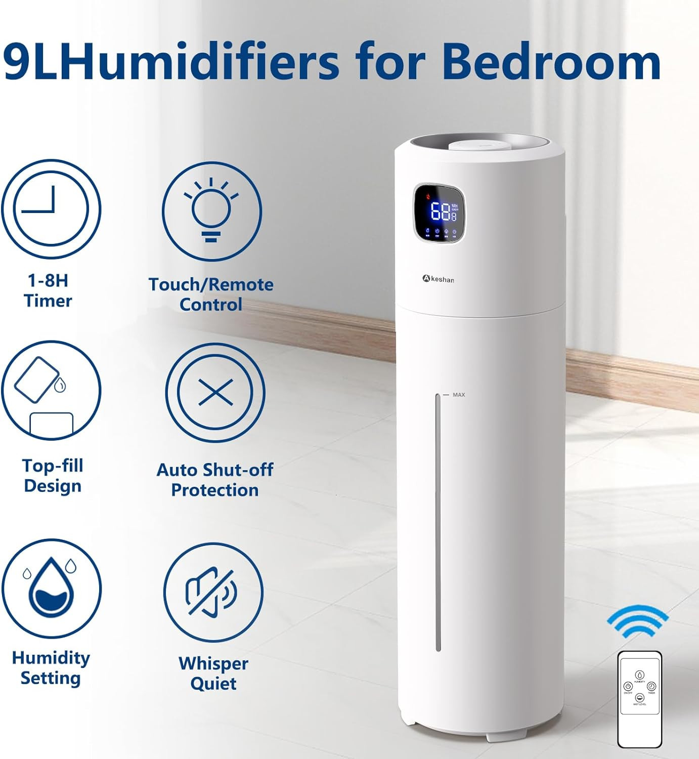 Large Humidifiers for Bedroom, 9L/2.5Gal Ultrasonic Cool Mist Humidifier, Easy C gallery