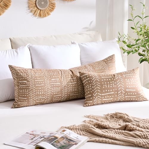 Boho Body Pillows Covers Decorative Long Lumbar 54" x 20" (Pack of 1) Brown gallery