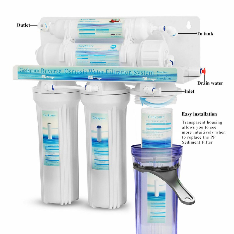 5 Stage Standard Undersink Reverse Osmosis RO System Drinking Water Filter 75GPD gallery