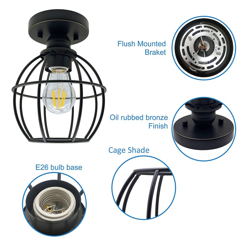 MingBright 2 Pack Semi Flush Mount Ceiling Light Porch Pendan Light Fixtures gallery