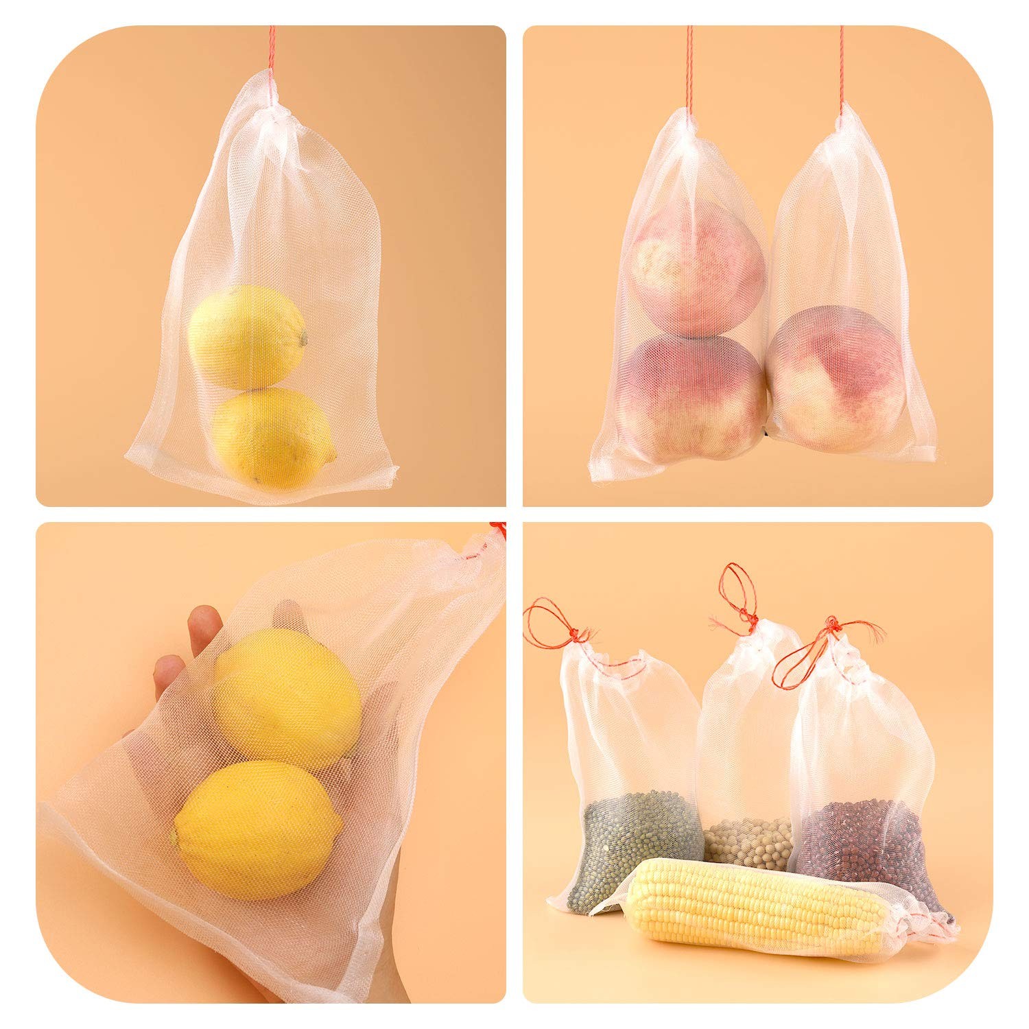 100Pcs Fruit Protection Bags 6x4 Garden Netting Bags with Drawstring Bag NEW gallery