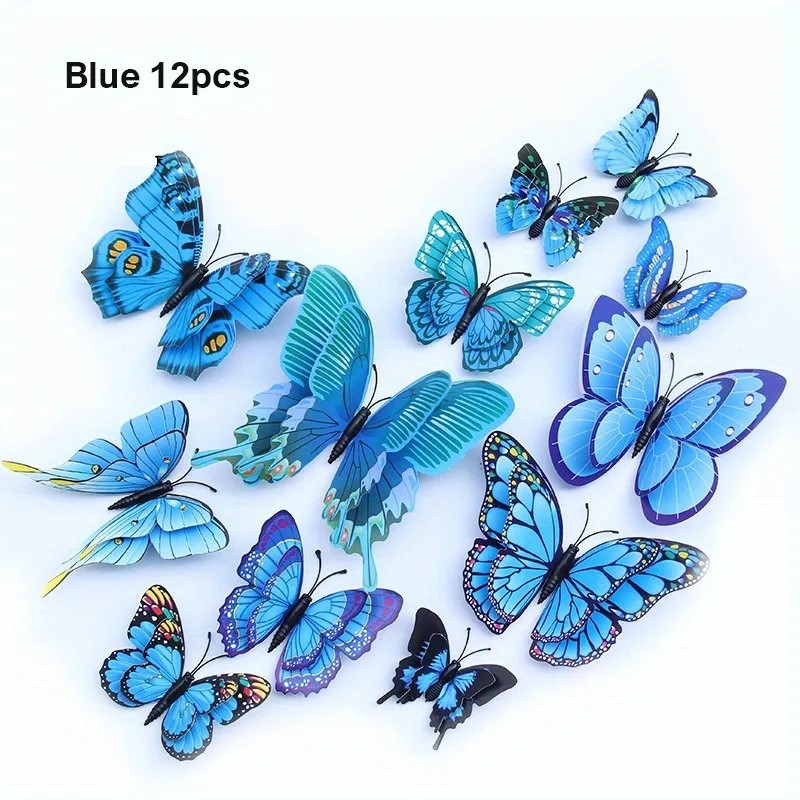 12pc 3D Butterfly Wall Decor Stickers DIY Magnetic Decals Room Party Decorations gallery
