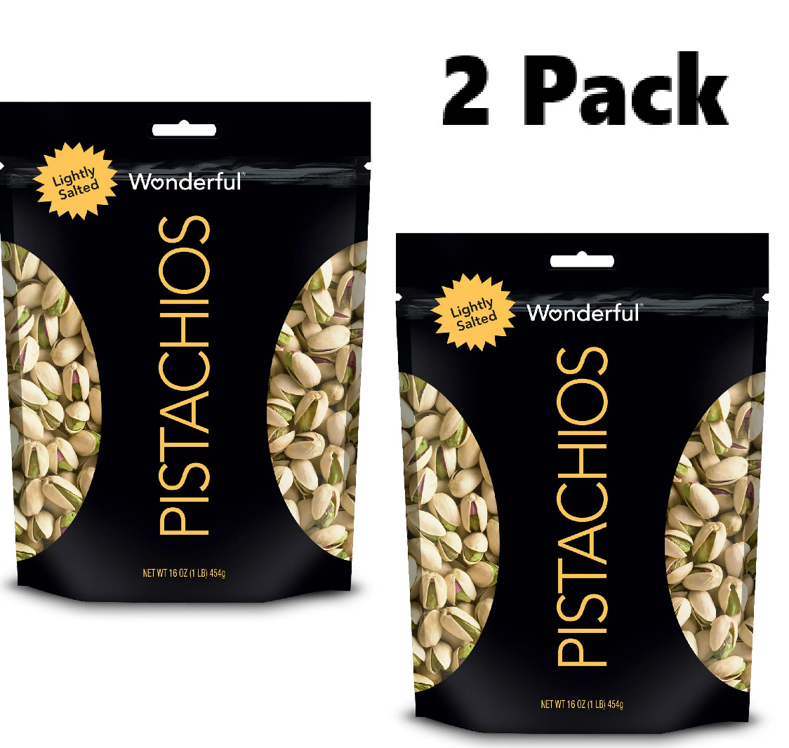 2pk Wonderful Pistachios In-Shell Roasted & Lightly Salted Pistachios 16 Ounce gallery