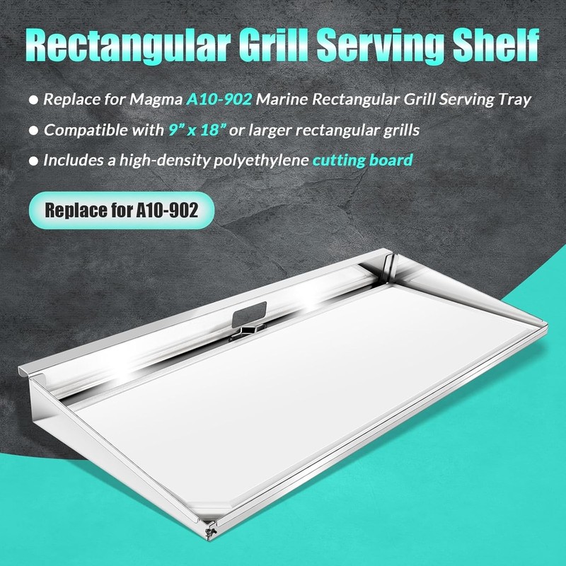 A10-902 Rectangular Grill Serving Shelf w/ Removable Cutting Board for 9” x 18" gallery