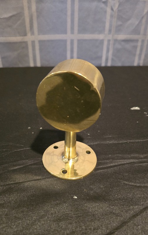 Solid Brass Handrail End Cap Bracket Flush Fitting 2in Dia 2.5in Base NOS gallery