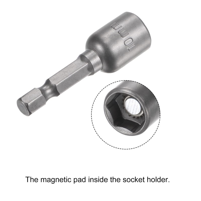 uxcell Quick-Change Nut Driver Bit, 1/4" Hex Shank 10mm Magnetic gallery