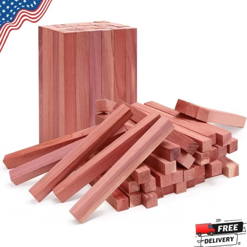Cedar Blocks for Clothes Storage, 50Pcs Cedar Sticks, Aromatic Red Cedar gallery