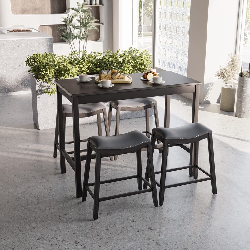 Dining Table Set for 4, Kitchen Counter Height Table w/ 4 Stools, 5 Piece Bis... gallery
