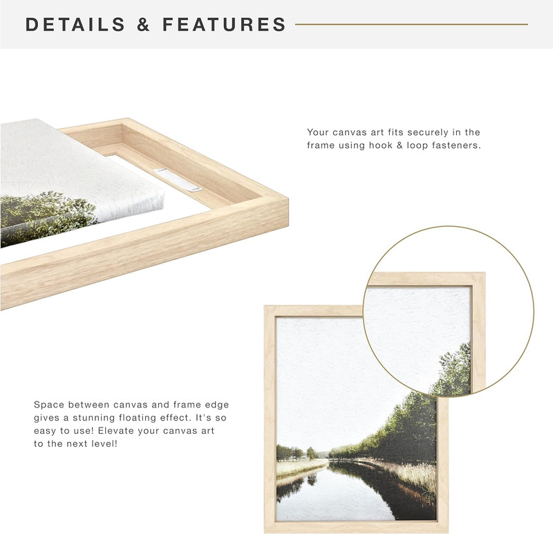 Canvas Float Frames 12X16 Frame, Natural Woodgrain for Finished Canvases, Vertic gallery