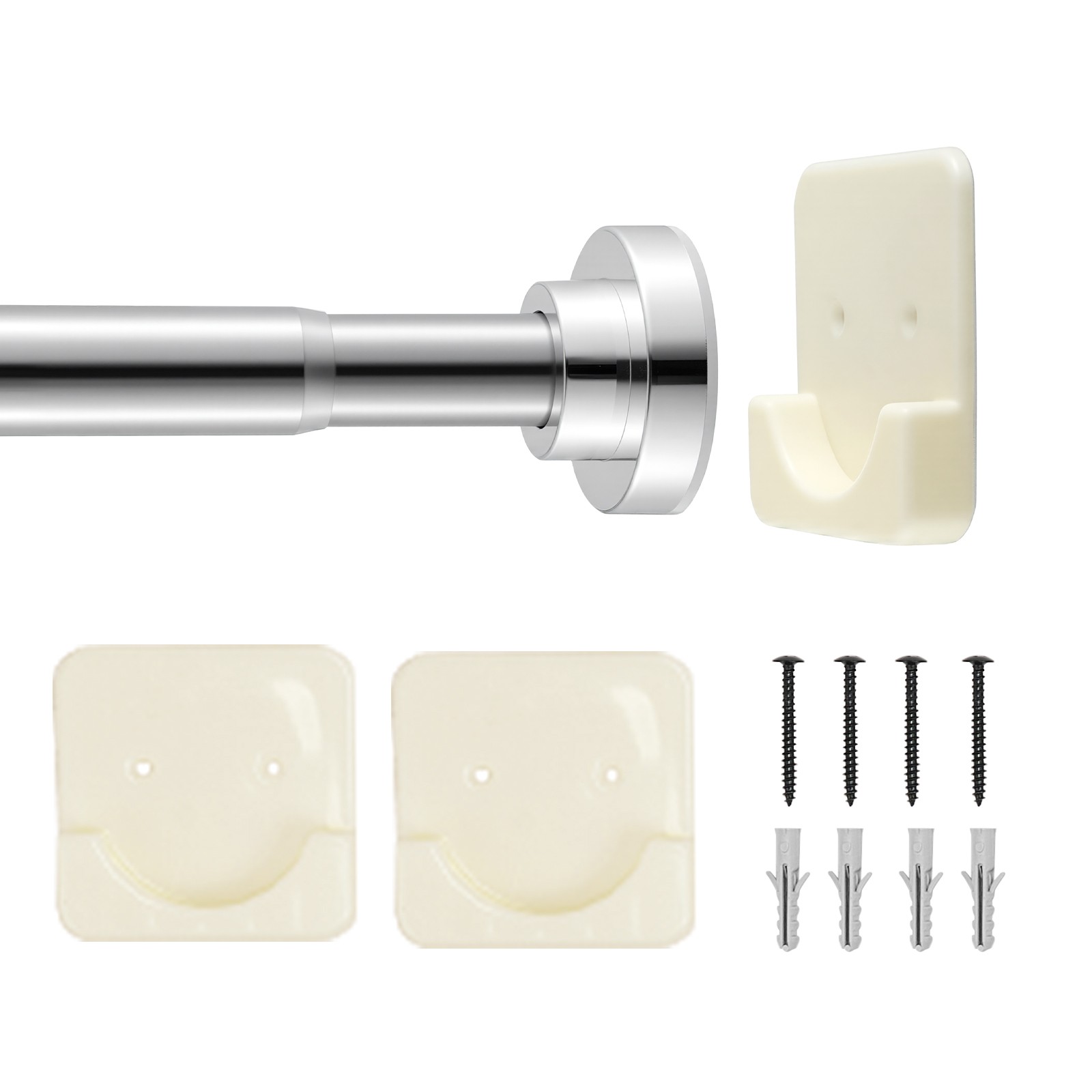 VEVOR Shower Curtain Rod Adjustable Tension Rod 28-76 in Stainless Steel Silver gallery