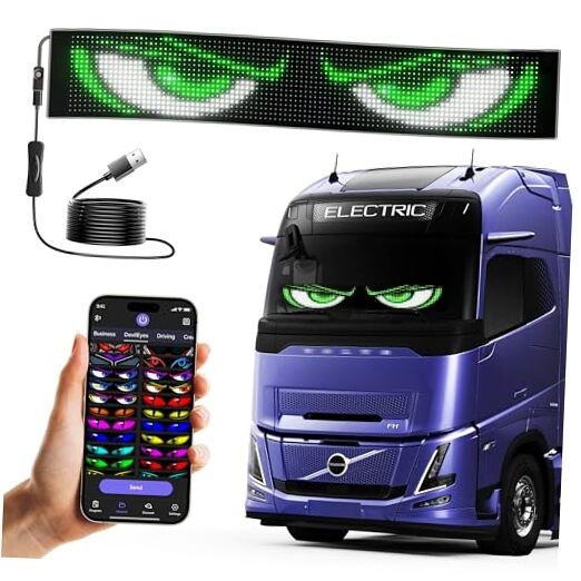 LED Sign for Car Devil's Eyes Light for Windshield APP Control Scrolling 23*5in gallery
