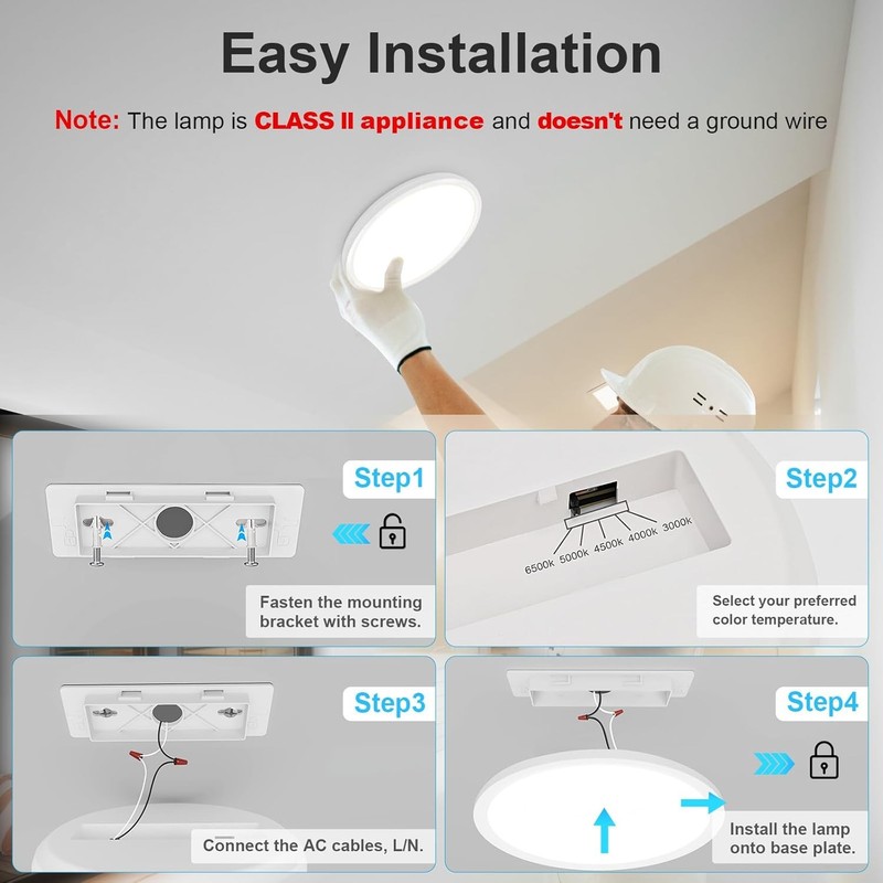 2Pack Led Flush Mount Ceiling Light Lamp Surface Fixture 3000k 4000k 6500k 5 CCT gallery
