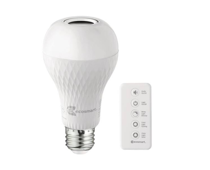 EcoSmart Bluetooth Speaker Medium LED Light Bulb W/ Remote Control (1-Pack) gallery