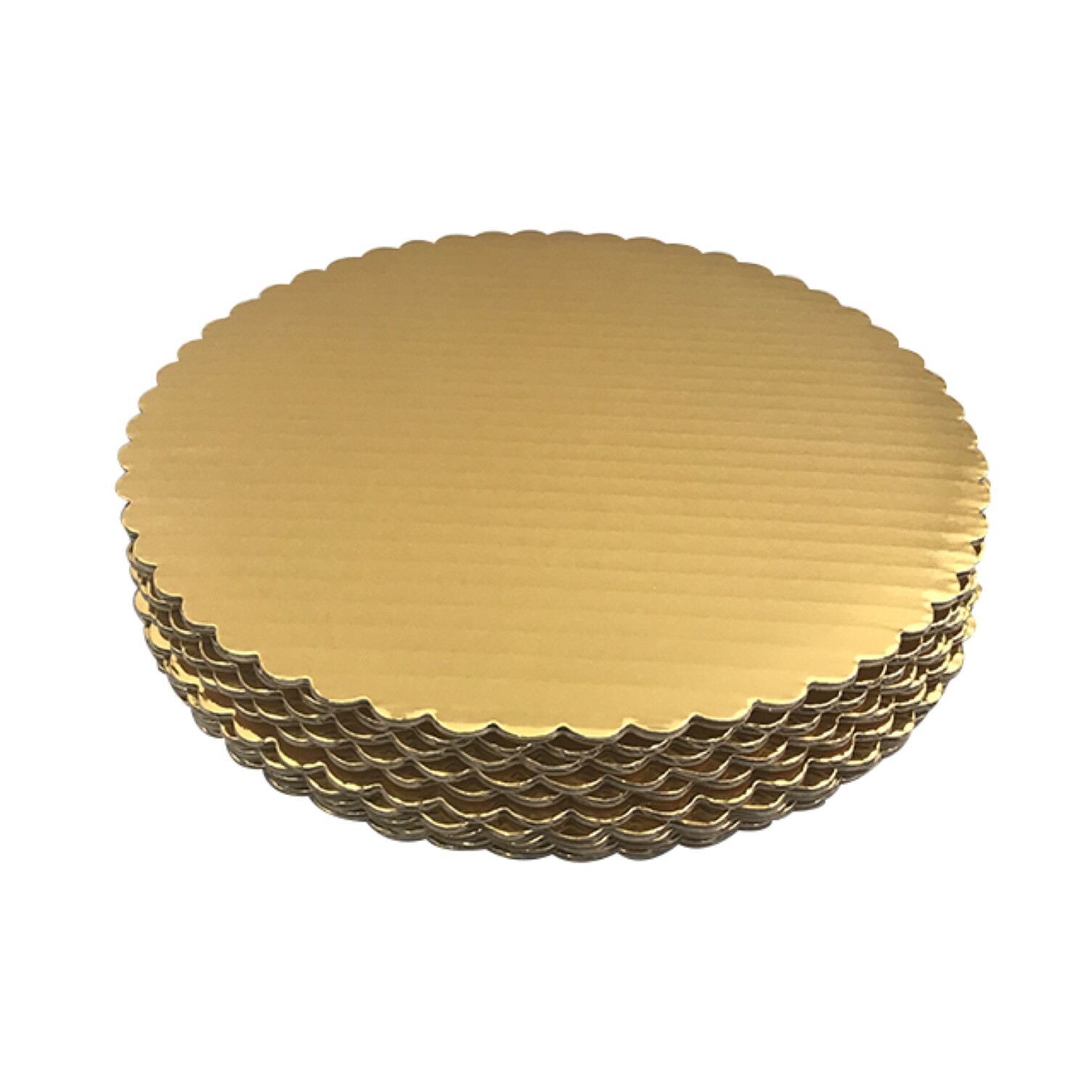 12" Round Scalloped Cake Circle-Gold laminated gallery
