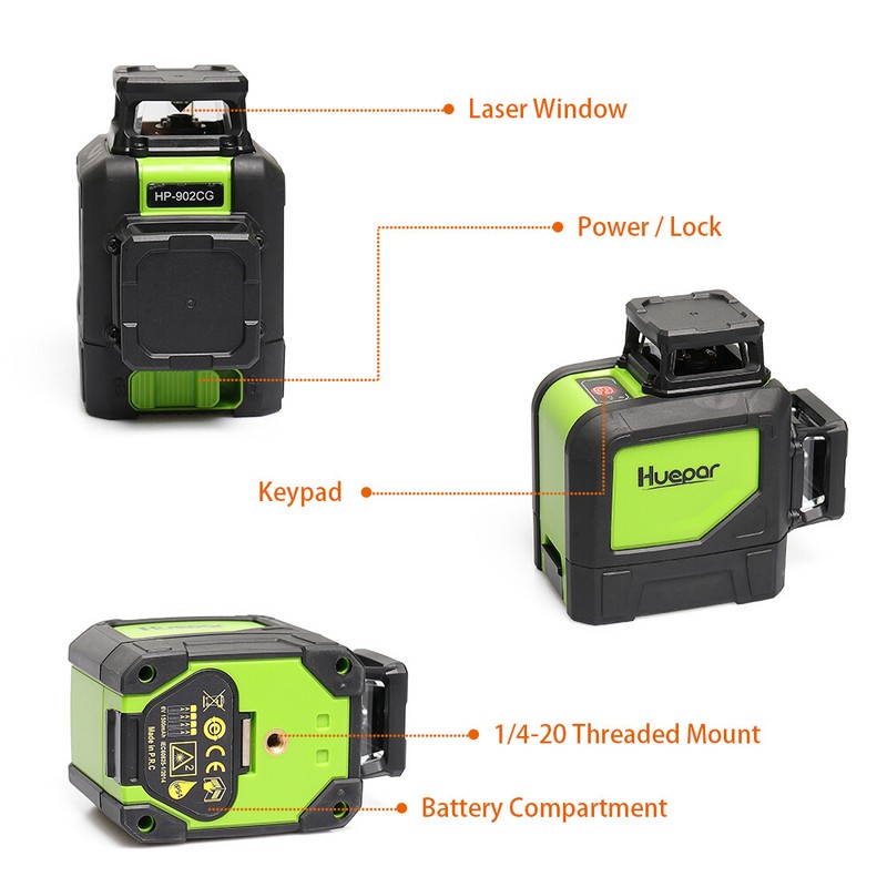 Self Leveling Laser Level Horizontal Vertical Line Green + Laser Receiver Huepar gallery