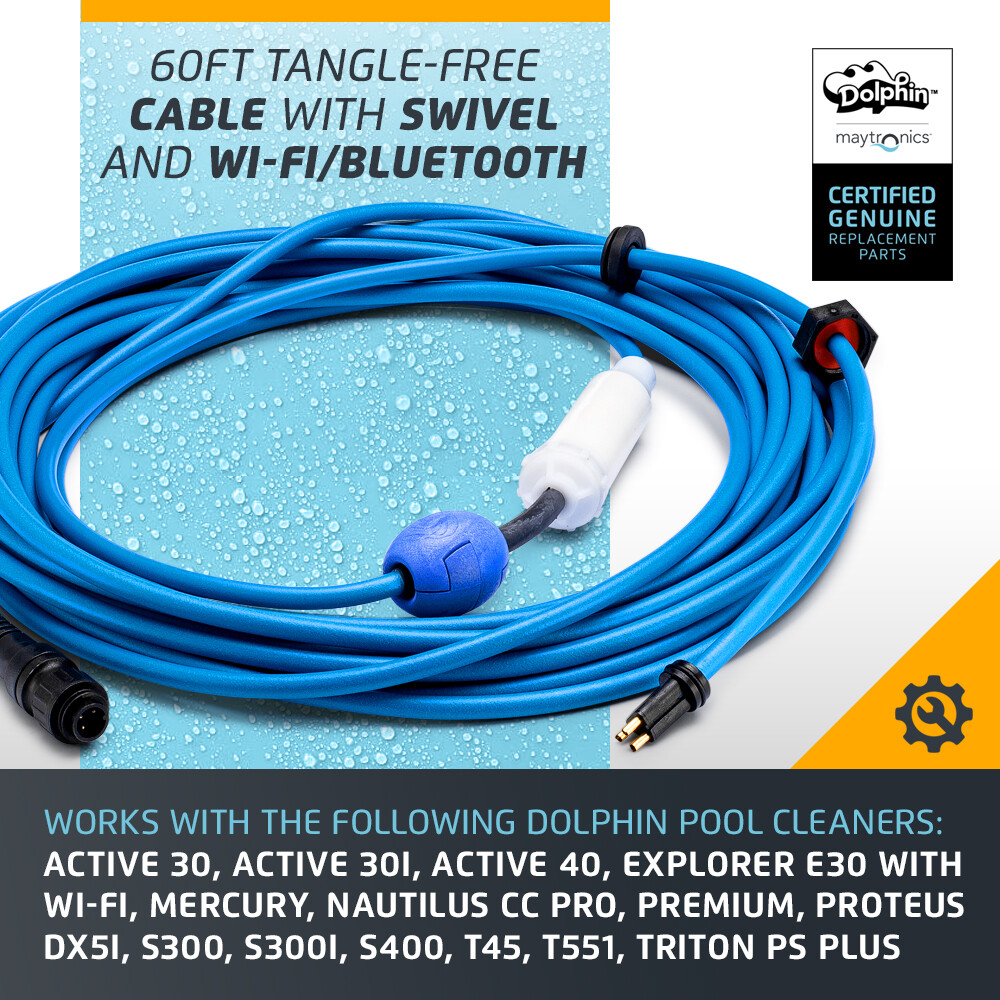 Authentic Dolphin Replacement Cable with Swivel (3 Wire) - 60ft, Maytronics gallery