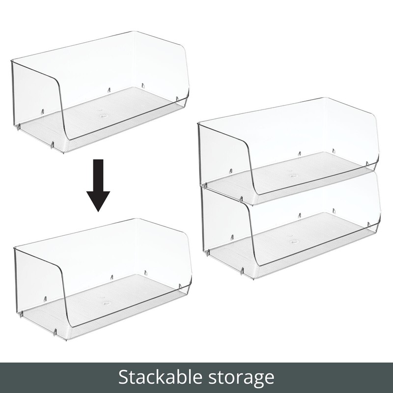 mDesign Modern Stackable Plastic Open 7.75 x 15 x 6.25 (Pack of 2), Clear gallery
