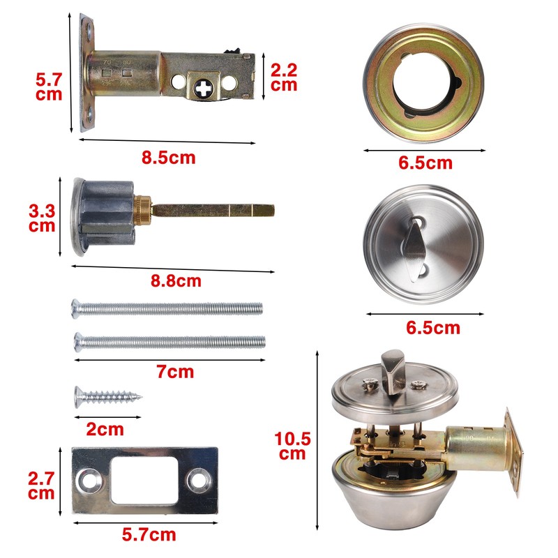 Single Sided Deadbolt Lock Entry Keyed Cylinder 3 Keys Exterior Door Satin Brass gallery