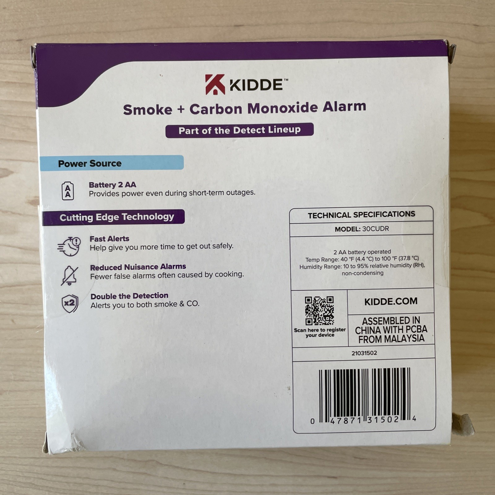 Kidde 30CUDR Smoke + Carbon Monoxide Detector 85 dB Alarm 5" AA Battery NEW gallery