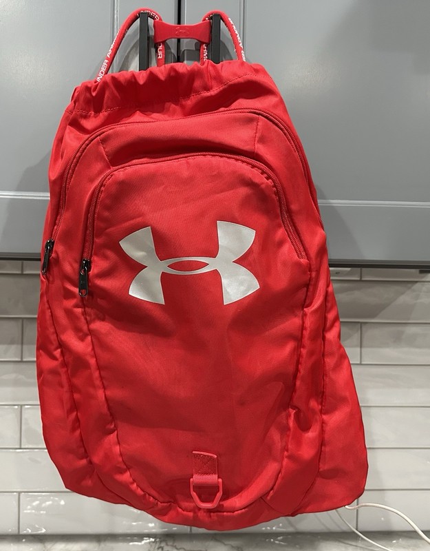 Under Armour Hustle 6.0 Pro Backpack Red/Metallic Silver EUC