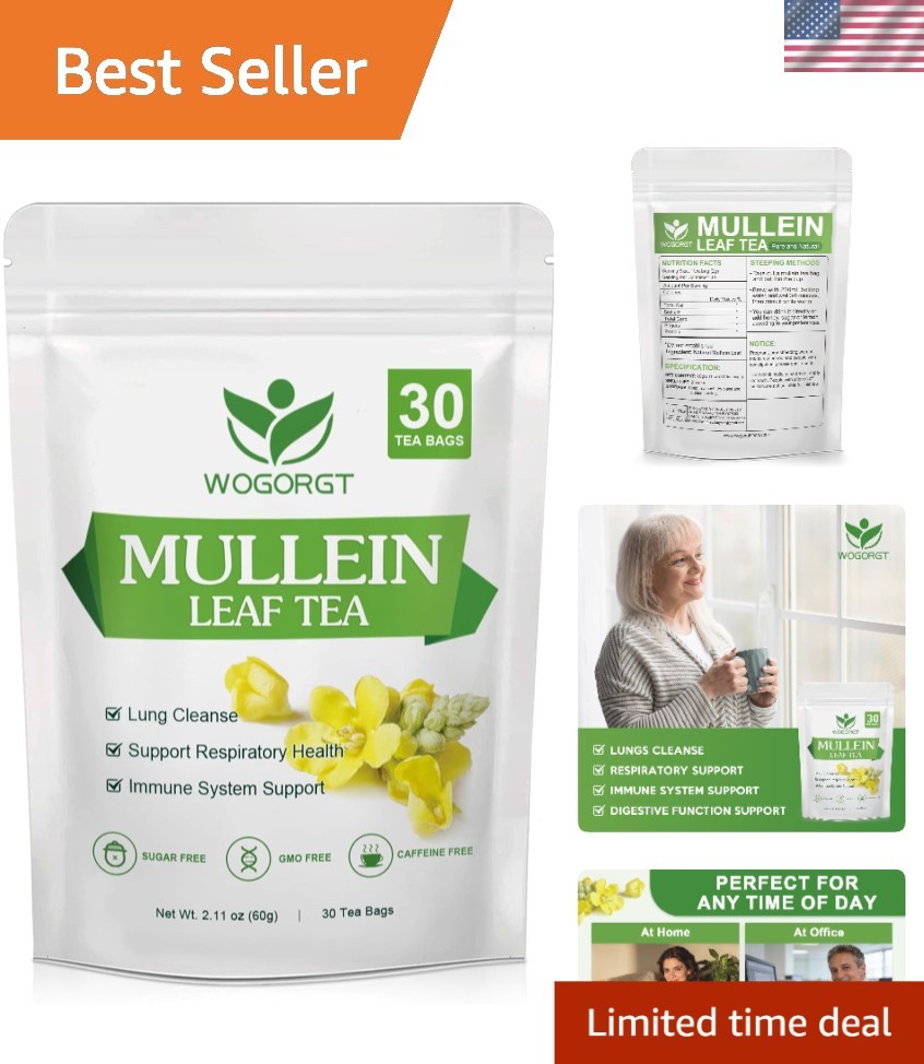 Natural Mullein Tea Bags - 30 Count Caffeine-Free Support for Clean Lungs gallery