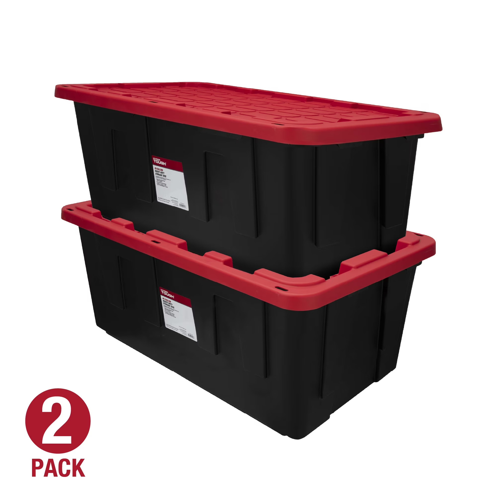 27-Gallon Plastic Storage Bin with Snap Lid, Black and Red gallery