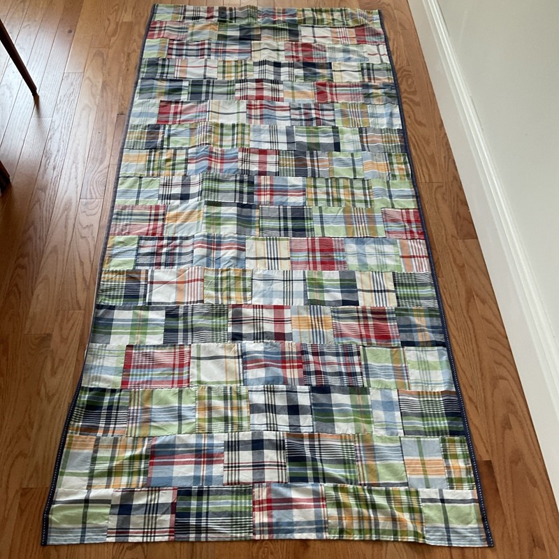 2 Pottery Barn Kids Madras Patchwork Plaid Curtain Panels 44x96 Lined gallery