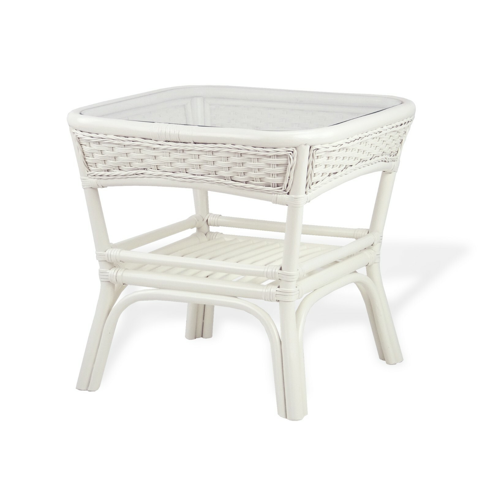 Alexa Square Coffee Table White Color Natural Rattan Wicker Handmade Design gallery