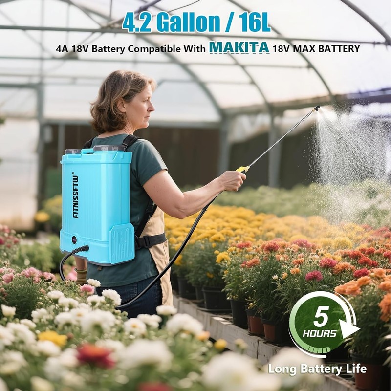Backpack Sprayer Battery Powered 4.2 Gallon, 0-100 PSI Electric Back Pack Spraye gallery