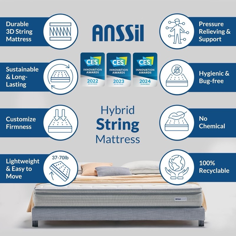 Anssil Flat Grid Plus Full Mattress Extra Firm With No Spring And 3D Technology gallery