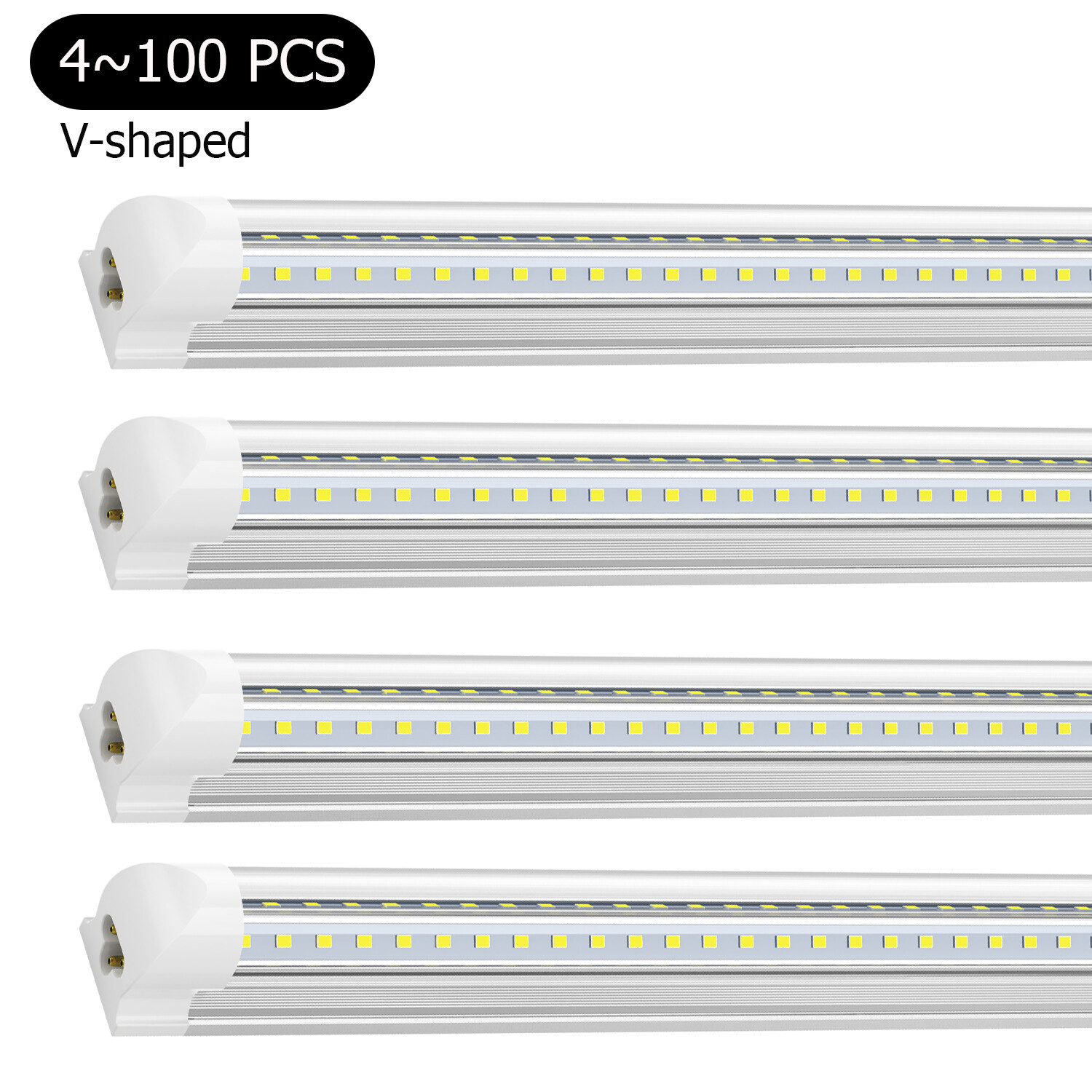 4-100 Pack T8 4FT LED Tube Light Bulbs Integrated LED Shop Light Fixture 6500K gallery