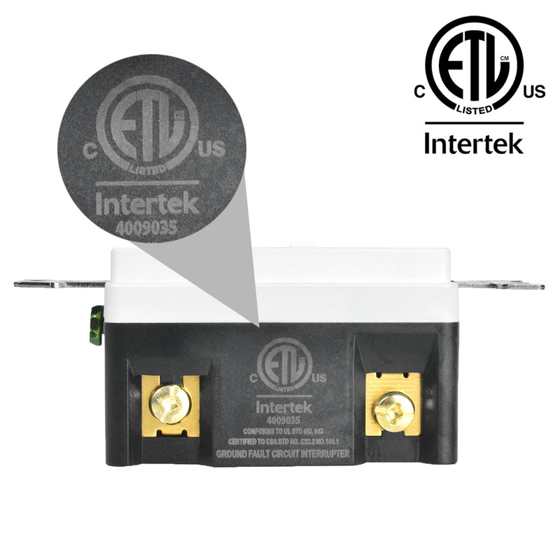 20A GFCI Outlet LED Indicator Self-Test Wet Location Safe TR WR ETL FCC 4Pack gallery